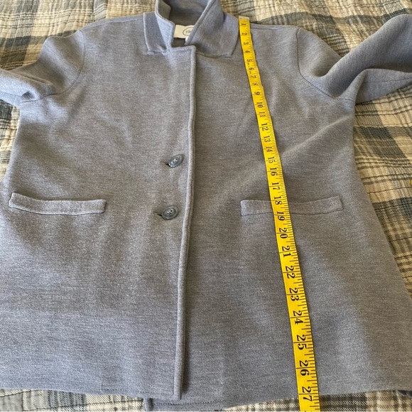 1901 Merino Wool Blazer Gray Tight Knit Collared Long Line: Medium - Picture 10 of 10